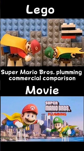 Super Mario Bros. Plumbing commercial Lego vs Movie Scene Comparison #mario #mariomovie #legomario