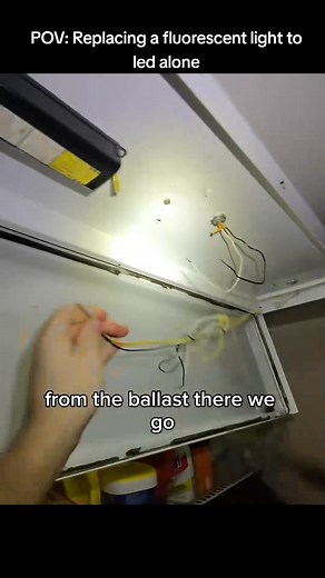 How to change a fluorescent fixture to LED _fix_001 #pov #electrician #handyman | Ebony Woods | Facebook