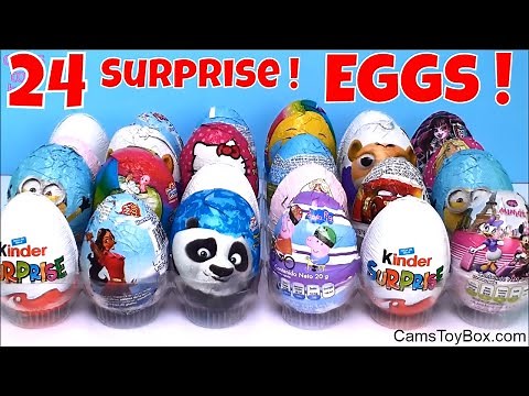 24 Chocolate Surprise EGGS Toys Kinder Barbie Minions Peppa Pig Hello Kitty Monster High Minnie