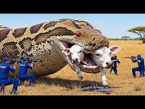 Courageous Rescue Team Fights Giant Python to Save Innocent Cow 🐍