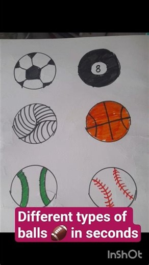 "Draw All Kinds of Balls in One Shot! 🏀⚽🏈🎾" #music #shots #ytshorts #geetart