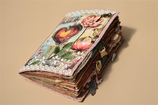 BOHEMIAN LOVE Junk Journal / Handmade Bohemian Journal / Bride Journal / Romantic / Guest Book /scrapbook / Wedding Book / Boho Junk Journal - Etsy