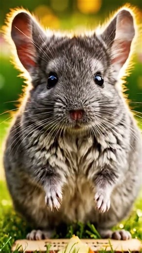 Adorable Baby Chinchilla Enjoying Treats 🐭🍎