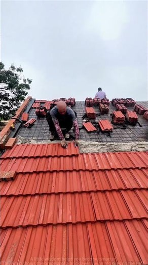 Red Tile Roofing: Masons Precisely Lay Tiles for a New Roof