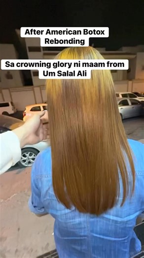 Before and after hair color fix and american botox rebonding kay beautiful Maam from UM Salal Ali | Dreams Purple Beauty Salon