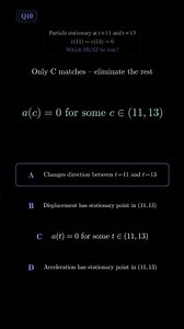2019 HSC Maths Advanced Q10 — Calculus / Motion | What MUST Be True? #Shorts