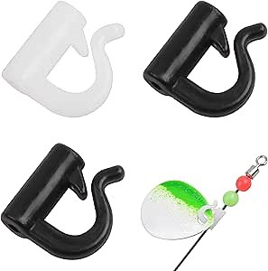 Quick Change Spinner Clevis - 100pcs Fishing Plastic Quick Snaps for Spinner Blades Plastic Fishing Clevis for Walleye Rig Crawler Harness Spinnerbait Black/White