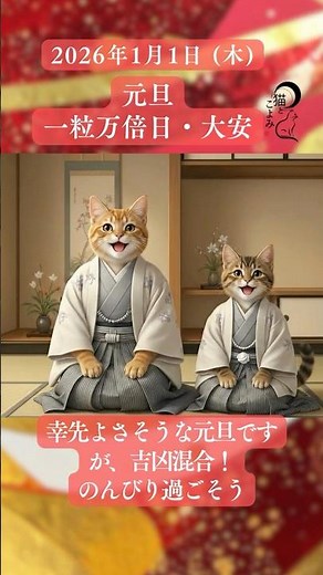 【2026年1月1日】元旦は大安×一粒万倍日！注意点も｜今年の暦を世界一やさしく解説します #2026年 #元旦 #今日の暦 #大安 #一粒万倍日 #不成就日 #丙午 #十干十二支 #今日は何の日