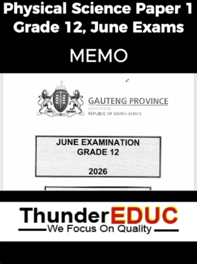 Physical Science Grade 12 Paper 1 — June 2026 Memo
