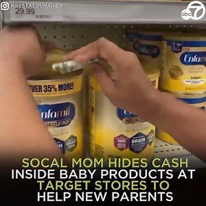 169K views · 4.5K reactions | This local mother of two is paying it forward by slipping cash into baby products at random Target stores across SoCal to help new parents. https://abc7.la/3yDJsTU  | ABC7 | Facebook