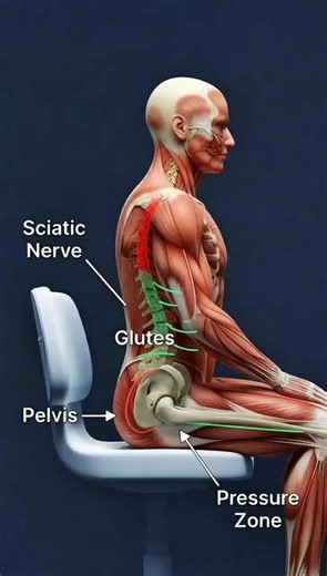 If your glutes go numb when you sit for too long, it’s not random. In many cases, prolonged sitting creates pressure under the glutes, which can compress the sciatic nerve and interrupt normal nerve signals. That’s why you may feel: Numbness Tingling “Dead” sensation when you stand up The good news: when you reduce pressure and change position, the nerve usually recovers and sensation returns. #sciaticnerve #numbness #posturecorrection #nervepain