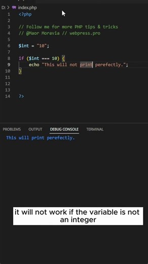 PHP Tips & Tricks | Triple equal (identity) operator #computerscience #programming #coding
