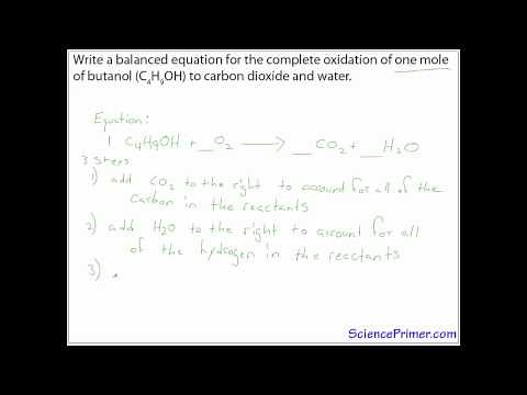 balancing chemical equation example - butanol