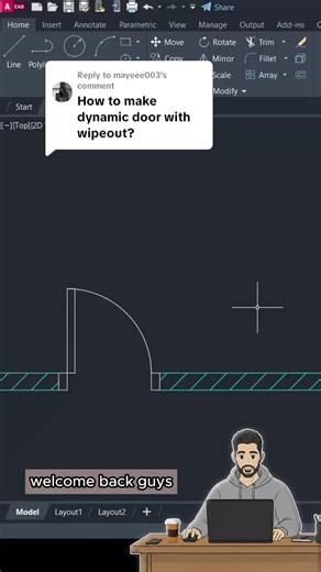 Replying to @mayeee003Dynamic door block with the wipeout mask🔥🔥😁❤️ . . . . . . . . . . . . . . . . . . . . . . . . . . . . . . . . . . . . . . . . . . . . . . . . . . . . . . . . . . . . #autocad #cad #engineering #architecture #dynamicblockautocad