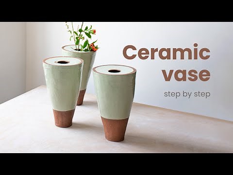 Making a ceramic vase by hand: pottery slab technique