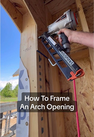 We framed a five-foot radius arch above the entrance of our new home #build #howto #tools #construction #carpentry #framing #diy #contractor