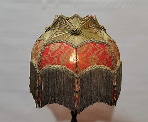 Victorian Red Gold Lampshade: Handmade Beaded Fringe Bell Shade - Etsy Canada