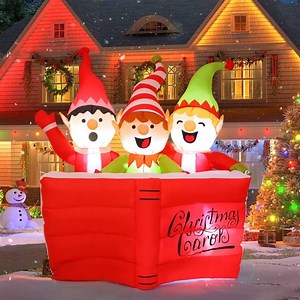 GOOSH Christmas Inflatables 5 FT Blow Up Elf Reading Scripture Book, Christmas Elves Inflatable with Built-in LEDs, Outdoor Christmas Decorations Blow Up Elves for Xmas Holiday Party - Walmart.com