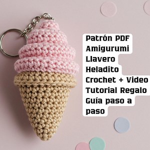 Crochet Ice Cream Keychain Amigurumi Pattern (PDF Tutorial   Video Bonus) - Etsy Canada