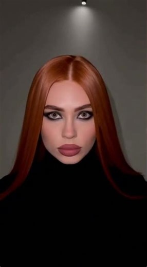 Fiery Redhead: Intense Glare & High-Fashion Makeup #Redhead #IntenseLook #Glamour #Fashion #Beauty