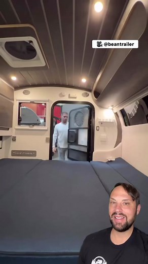 This is a bean trailer, it’s a lightweight compact, high-quality teardrop trailer for camping. The renovative design with a drop floor provide storage below the dinette and a place for your feet to go. It usually converts right back into a queen size bed for a comfortable night sleep. @Bean Trailer #teardropcamper #camper #camping #rv