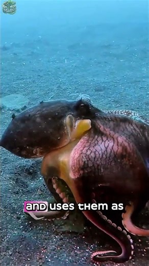 Octopus Uses TOOLS Like a Human?! #coconutoctpus #facts #wildlife #animals #viralvideos #shortvideo