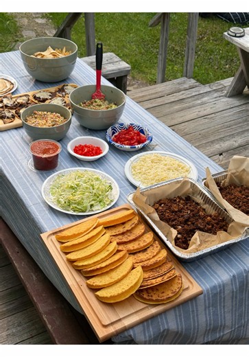 Camp Taco Night: Ground Beef Tacos with Street Corn & Bean Avocado Salad