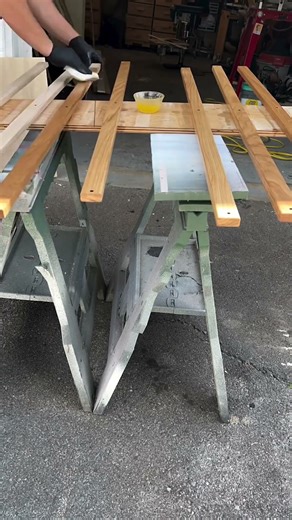 Finishing White Oak Bench Slats with RMP Finishes Outdoor Defense Oil! #DIY #shorts #trending #viral