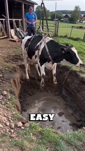 How They Rescued a Cow Stuck in Mud #animalrescue #farming #rescue