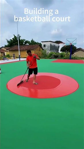 Building a basketball court surface layout process #sports #construction