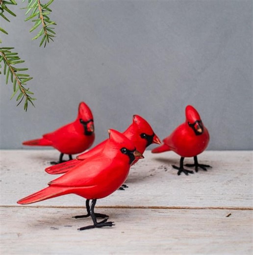 Mini Cardinal - Hand Carved Wooden Bird - 3"h - Etsy