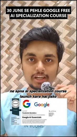 Google Coursera AI Specialization Course worth 20K Rs absolutely free | Comment "Google" to get link