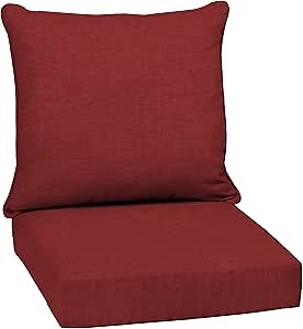 Arden Deep Seat Outdoor Chair Cushion Set, 24 in x 24 in, Weather-Proof, Rain-Proof, Fade Resistant Patio Cushion Set for Chair, Sofa, and Couch Ruby Red Leala