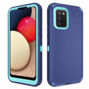 Asuwish Compatible with Samsung Galaxy A02s Phone Case Hybrid Rugged Shockproof Hard Protective Drop Proof Full Body Heavy Duty Mobile Cell Cover for A 02s Ao2s M02s SM-A025V Women Men Blue