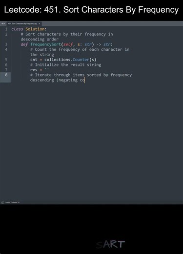 Leetcode 451. Sort Characters By Frequency in Python | Python Leetcode | Python Coding Tutorial