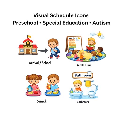 Visual Schedule Icons for Preschool Special Education Autism Daily Routine | First Then Visuals Non Verbal Kids | Classroom Visual Supports - Etsy