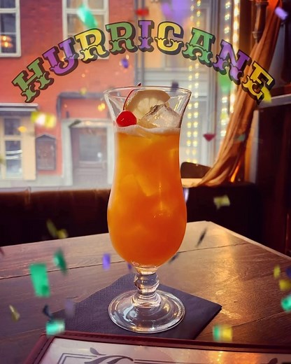 Celebrate Mardi Gras Week with New Orlean’s signature drink #1 – HURRICANE! Light rum, dark rum, lime juice, orange juice, passion fruit syrup, grenadine. Only 155:-! Cheers! Non-alcoholic options also available. Soundtrack: Mardi Gras Mambo – The Hawkettes | Stampen