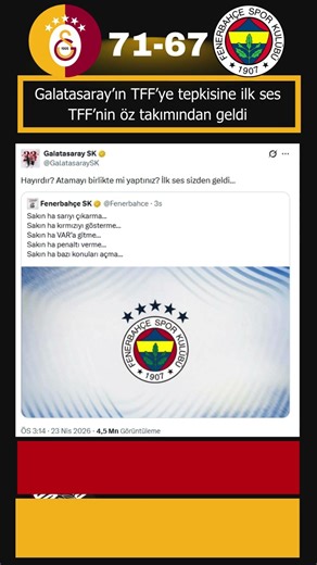 Galatasaray TFF Tepkisine Fenerbahçeden Ses Geldi #forzacimbom #galatasaray #fenerbahçe #süperlig