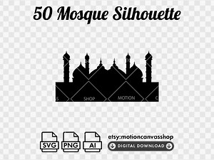 Mosque Silhouette Bundle: Islamic Masjid Vector Designs (SVG, PNG, AI) - Etsy