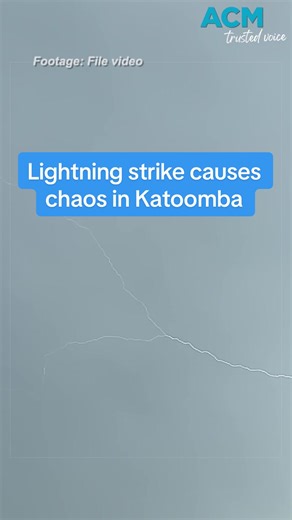 A lightning strike in Katoomba, NSW on March 23, 2026 caused a tree to explode, ruptured a gas and water main and blew out nearby windows. #ACMNational #lightning #lightningstrike #katoomba #fire
