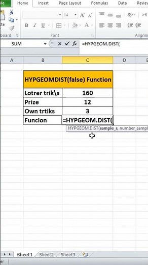 HYPERGEOM.DIST(FALSE) in Excel | Probability Mass Function Tutorial #ytshorts