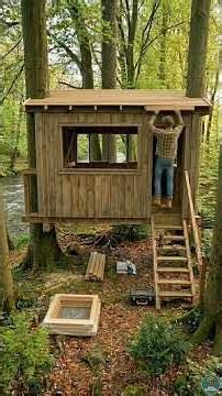 Rustic Riverside Treehouse Build | Cozy Wooden Forest Retreat Above the River
