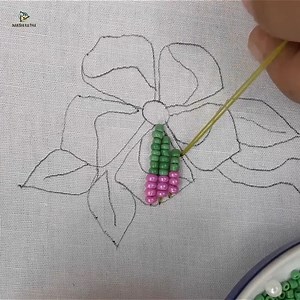 39K views · 322 shares | Beads flower embroidery | Fancy flower embroidery design Full Video link: https://youtu.be/iex5wKwWloQ | Cherry Blossom | Facebook