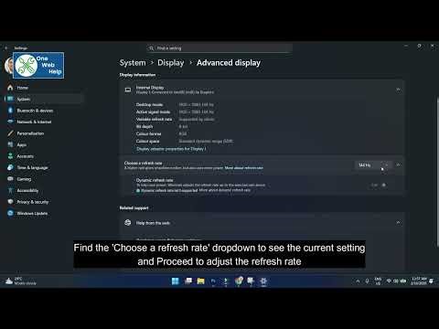Adjusting Screen Refresh Rate on Windows 11 - Complete Guide by OneWebHelp.com