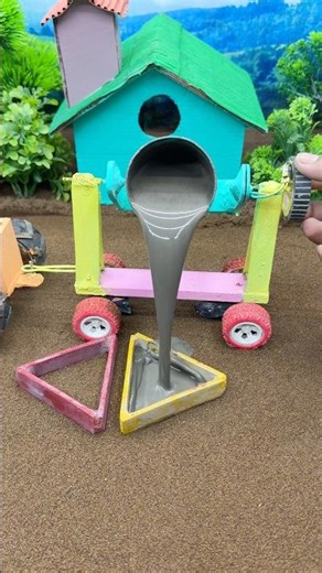 😍 Mini Tractor Building Strong Cement Pillar Baige | Amazing DIY Machine 🚜