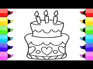 How to Draw Birthday Cake Coloring Pages for kids | Learn Drawing and Art Colors for Children