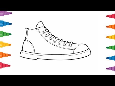 How to Draw and Paint a Shoe Easy | Kids Drawing and Coloring Tutorial👟🌈