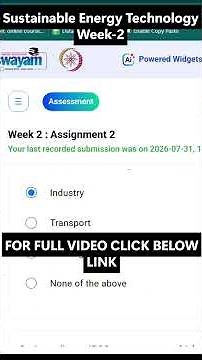 NPTEL Sustainable Energy Technology Week 2 Assignment Answers | noc26-me141 | IIT Hyderabad
