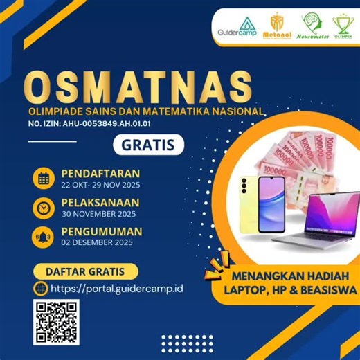 Info Lomba Official on Instagram: "Siap-siap Tanding Dek yaa… Medan Tanding Olimpiade (METANOL) akan mengadakan: Olimpiade Sains dan Matematika Nasional (OSMATNAS) 2025 Medan Tanding Olimpiade (METANOL) Dibawah naungan PT. Medan Tanding Olimpiade menyelenggarakan: OLIMPIADE SAINS DAN MATEMATIKA NASIONAL (OSMATNAS) 2025 PENDAFTARAN: https://portal.guidrcamp.id Bidang SMA/MA/SMK Kimia, Biologi, Matematika, Astronomi, Fisika, Ekonomi, Informatika, Geografi, Kebumian, Bahasa Inggris. Bidang SMP/MTs 