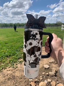 Custom Cow Hide - Authentic Stanley Tumbler - Epoxy Glitter Black Cow Print Tumbler - 40 Oz - 30 Oz - Etsy